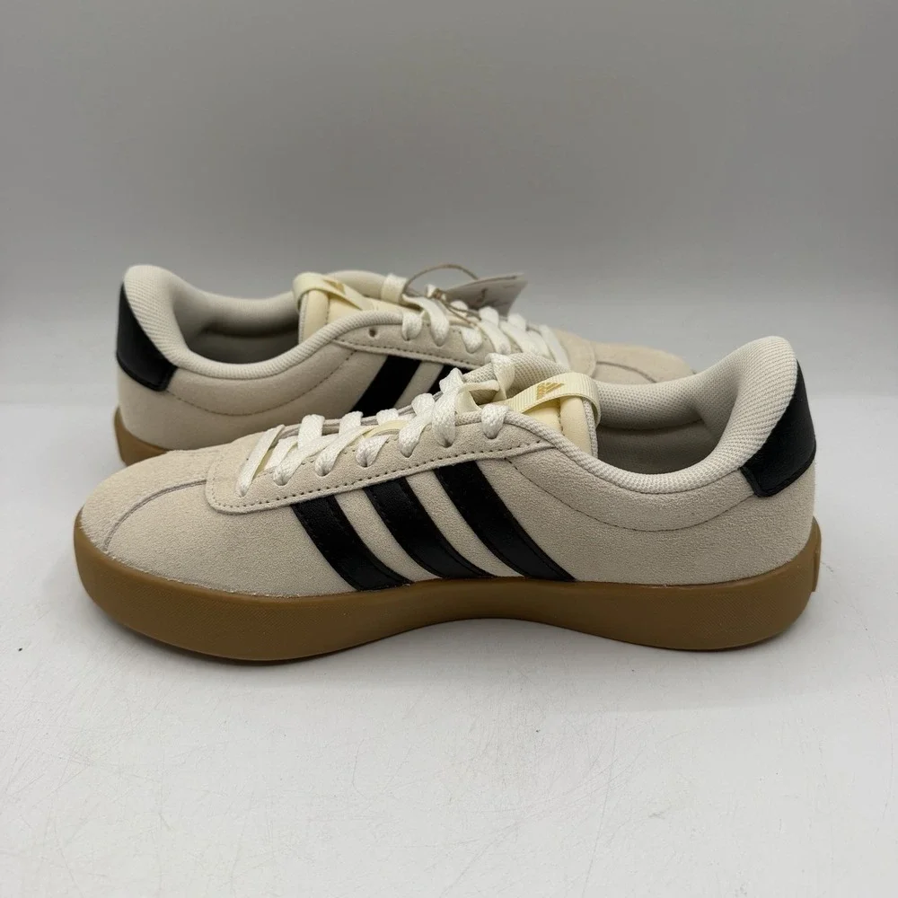 Adidas VL Court 3.0 Shoes Womens Sz‎ 6 Cream/Beige Black Sneakers Casual KI6728